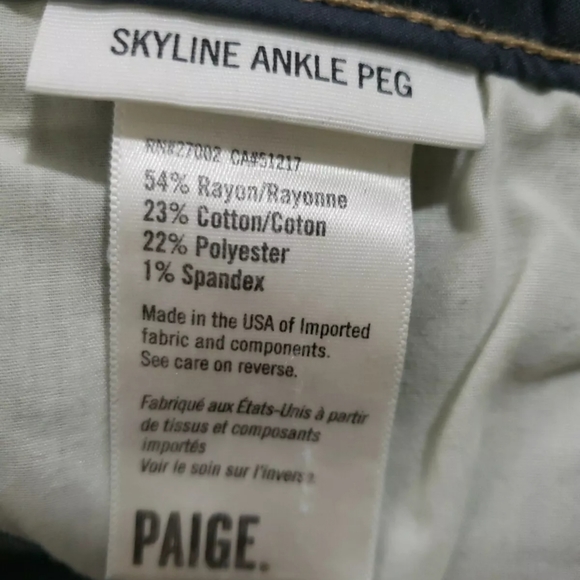 PAIGE Skyline Ankle Peg Dark Wash Jeans - Picture 7 of 9
